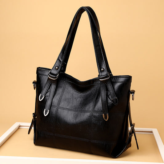 Women's Soft Leather Textured Large Capacity Fashion Shoulder Bags