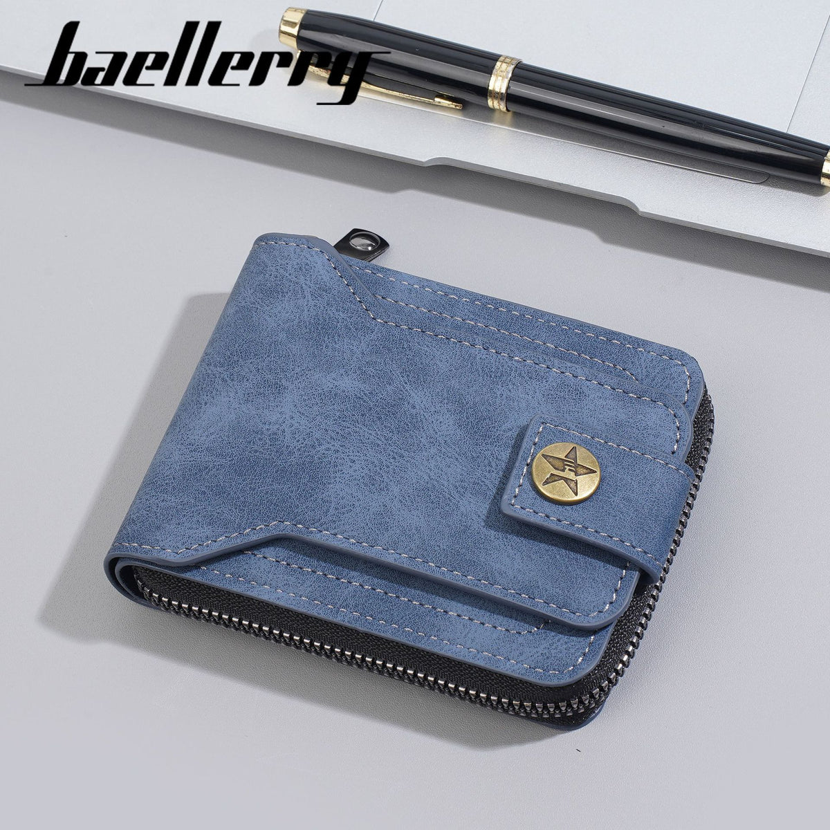 Men's High-grade Retro Horizontal Zipper Locking Men's Wallets