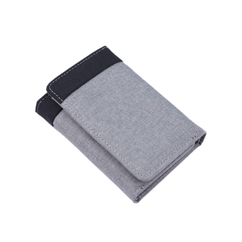 Men's Short Three Fold Denim Contrast Color Men's Wallets