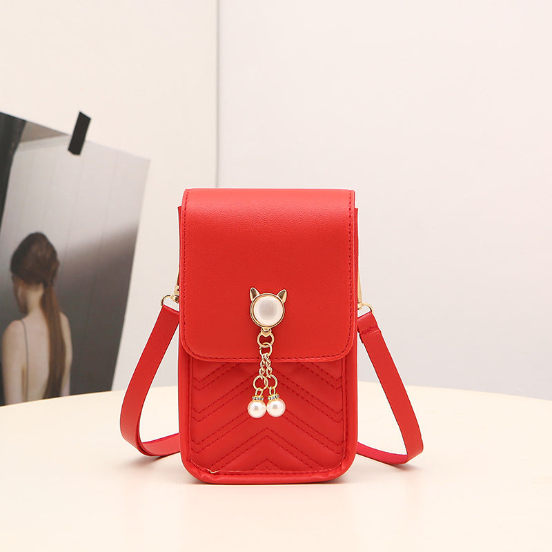 Glamorous Women's Mobile Pearl Mini Diamond Women's Messenger Bag