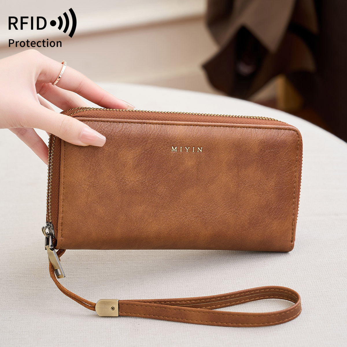 Women's Swiping Double Zipper Retro Long Ladies Wallet
