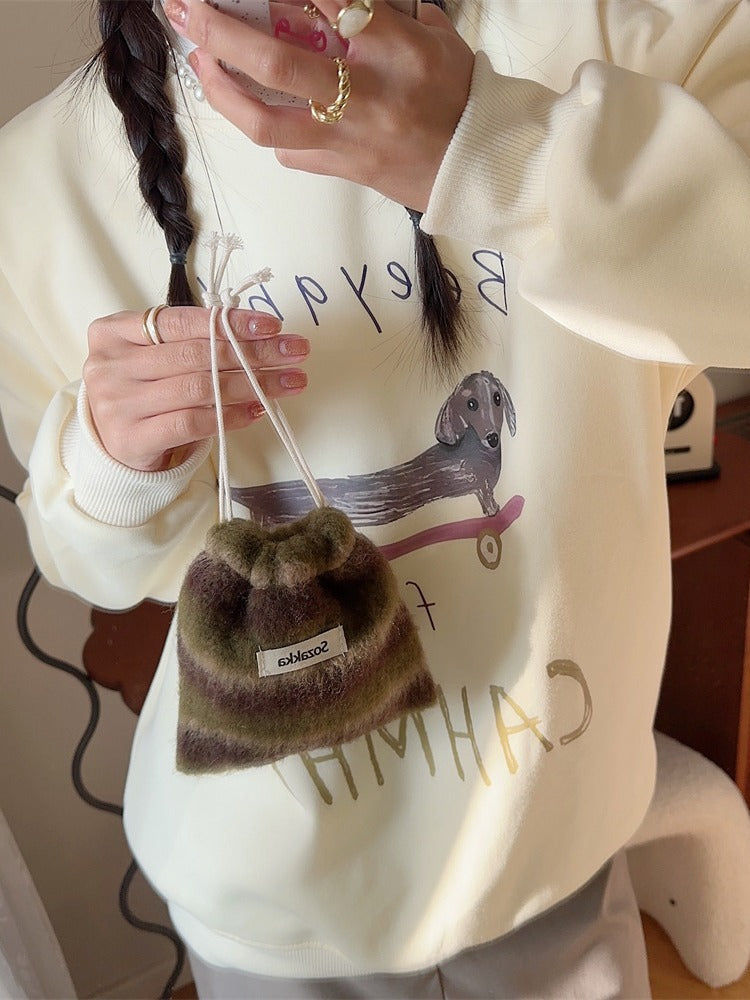 Glamorous Woolen Buggy Cloth Portable Makeup Cosmetic Bags