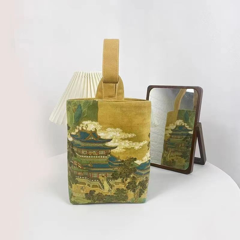 Chinese Style Pavilion Picture Adjustable Niche Retro Handbags