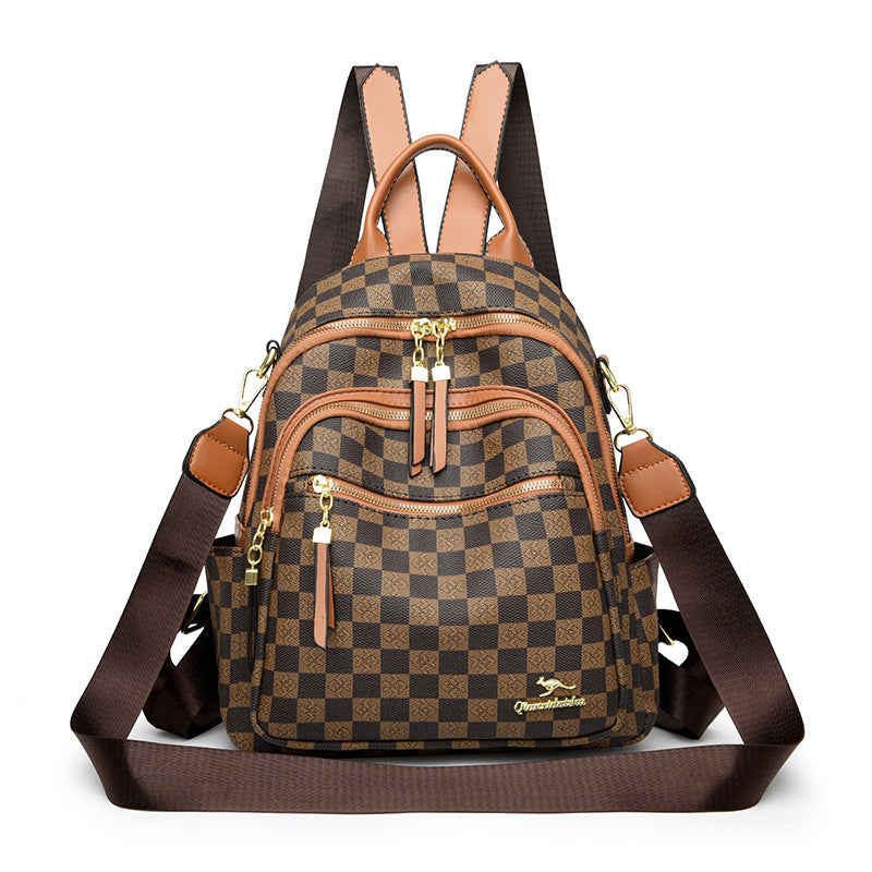 Women's Millennium Kangaroo Chessboard Plaid Texture Women's Shoulder Bag