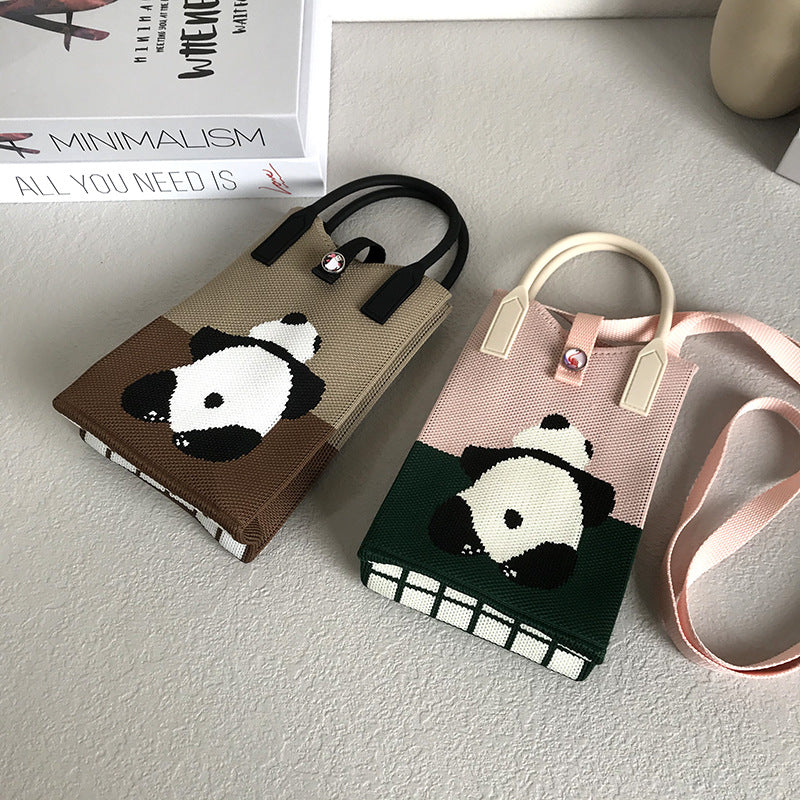 Panda Mobile Knit Personal Leisure Texture Handbags