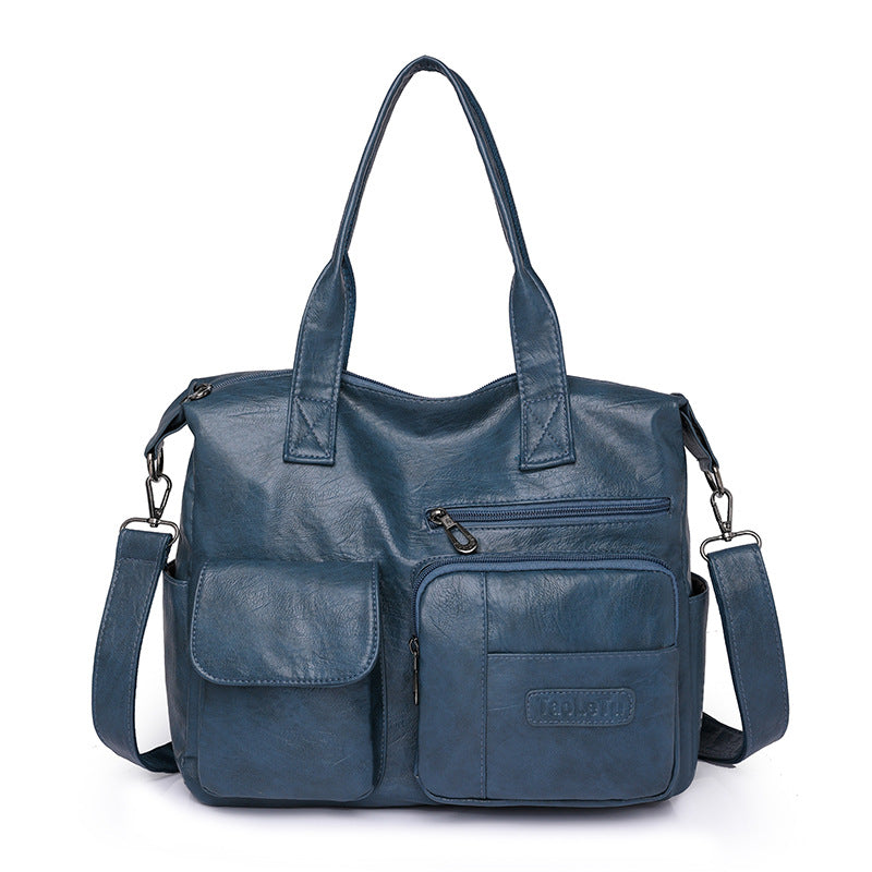 Portable Business Lychee Pattern Retro Large Women's Messenger Bag