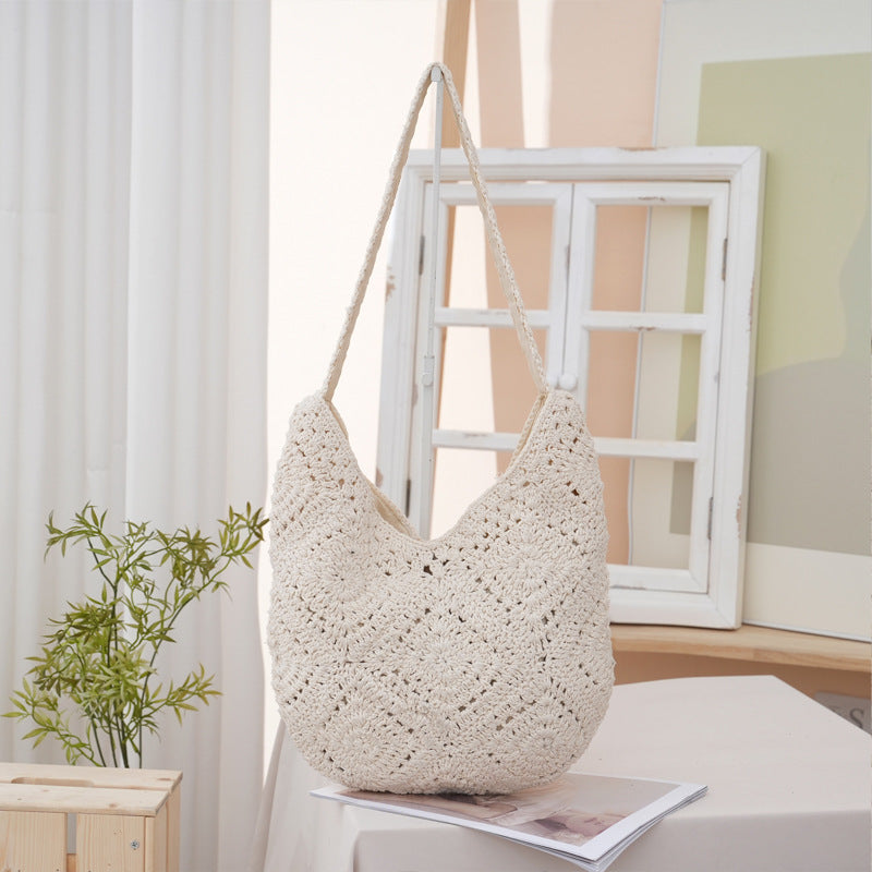 Women's Artistic Woven Mori Leisure Handmade Crochet Underarm Vacation Style Bags