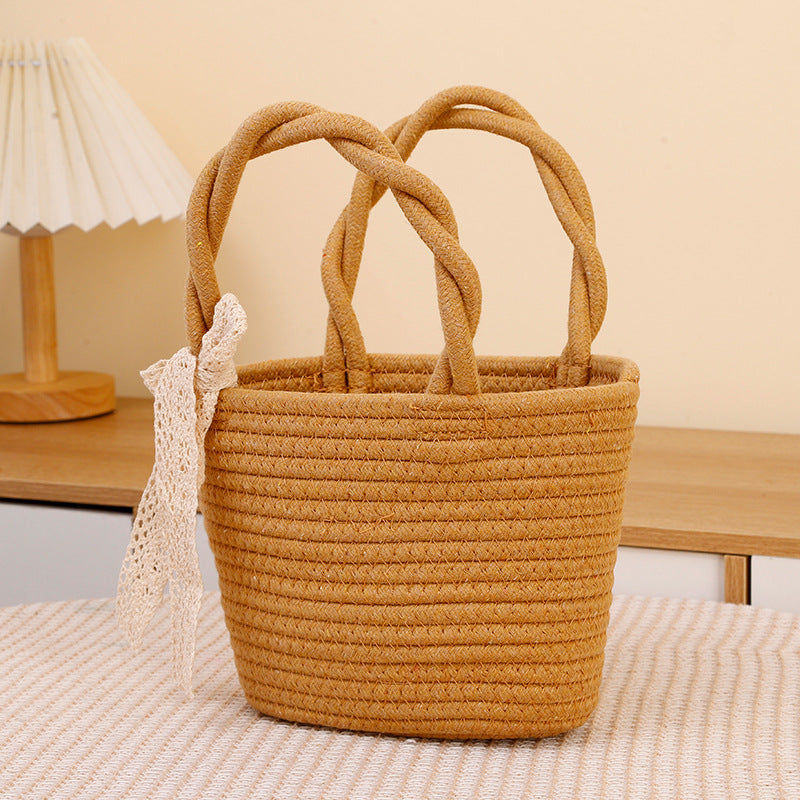 Pinch Flower Woven Handmade Mini Cotton Bags
