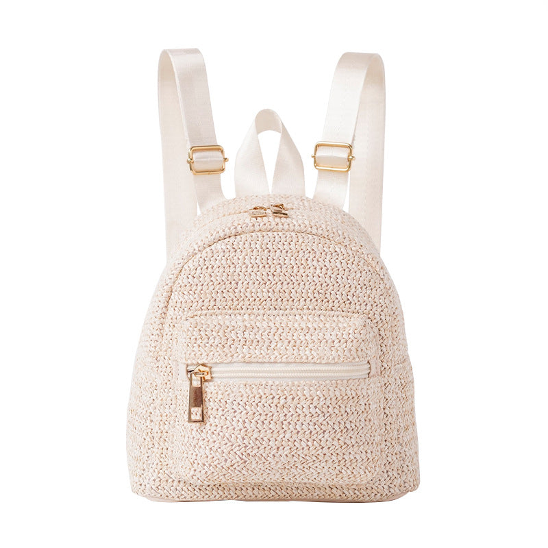 Women's Simple Street Trendy Straw Fashionable Woven Backpacks