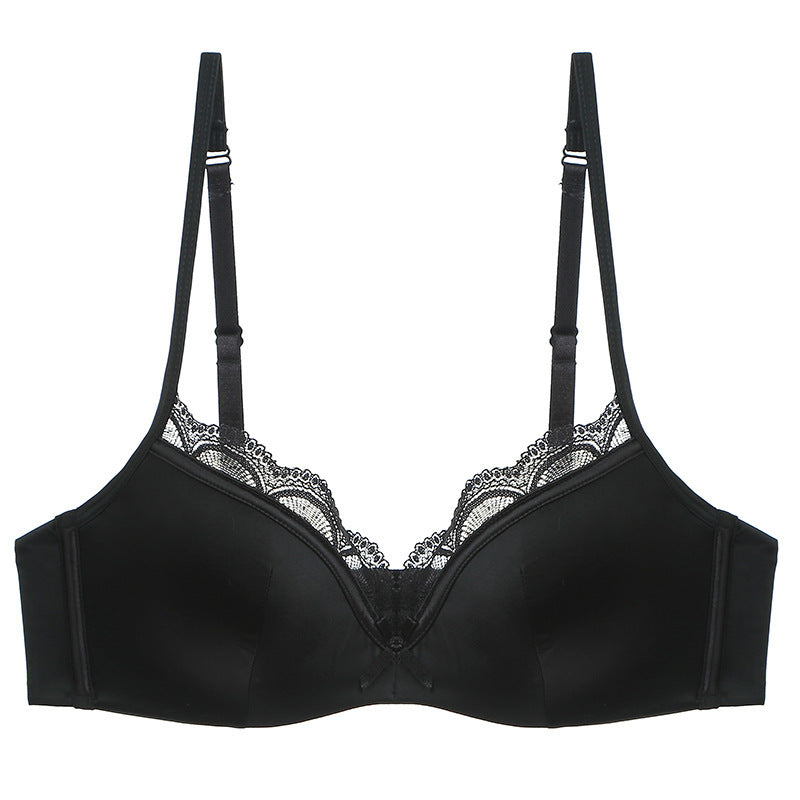 Women's French Style Thin Underwear Glossy Lace Lingerie Sets