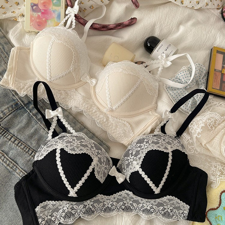 Women's Sexy Lace Small Chest Push-up Thin Push Lingerie Sets