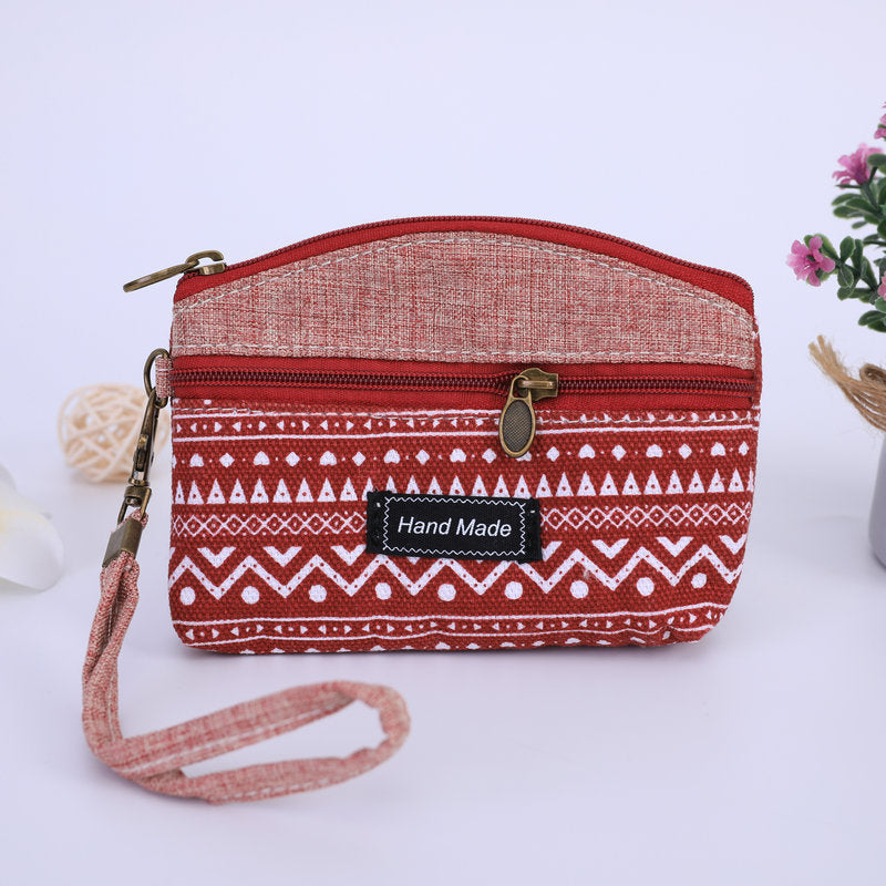 Fabric Fresh Sweet Pastoral Flowers Double Coin Purses