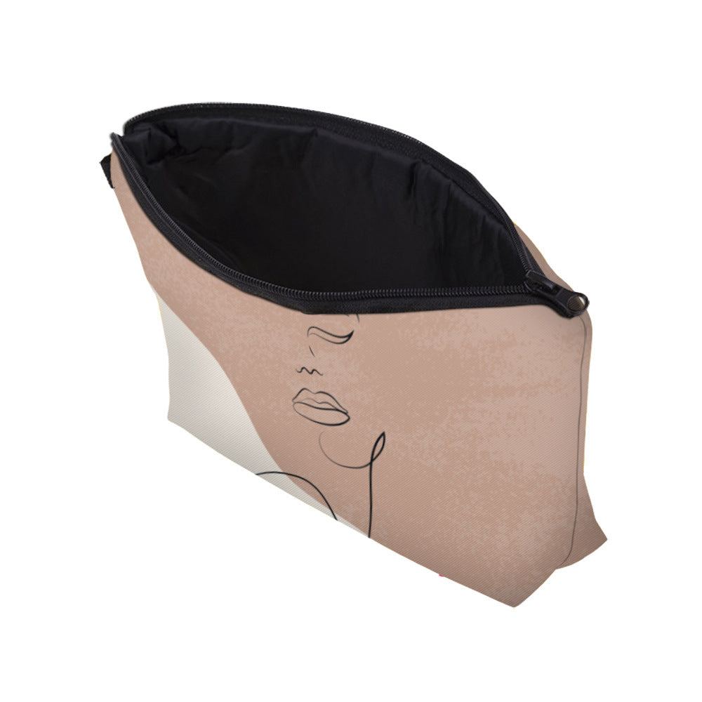 Style Artistic Lines Face Printing Storage Makeup Bag