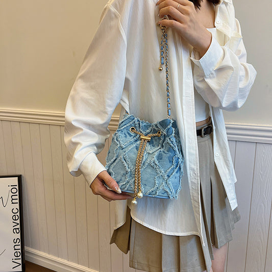 Women's Rhombic Mini Spring Simple Trendy Drawstring Shoulder Bags