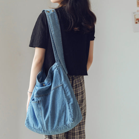 Washed Denim Class Female Canvas Korean Crossbody Bags