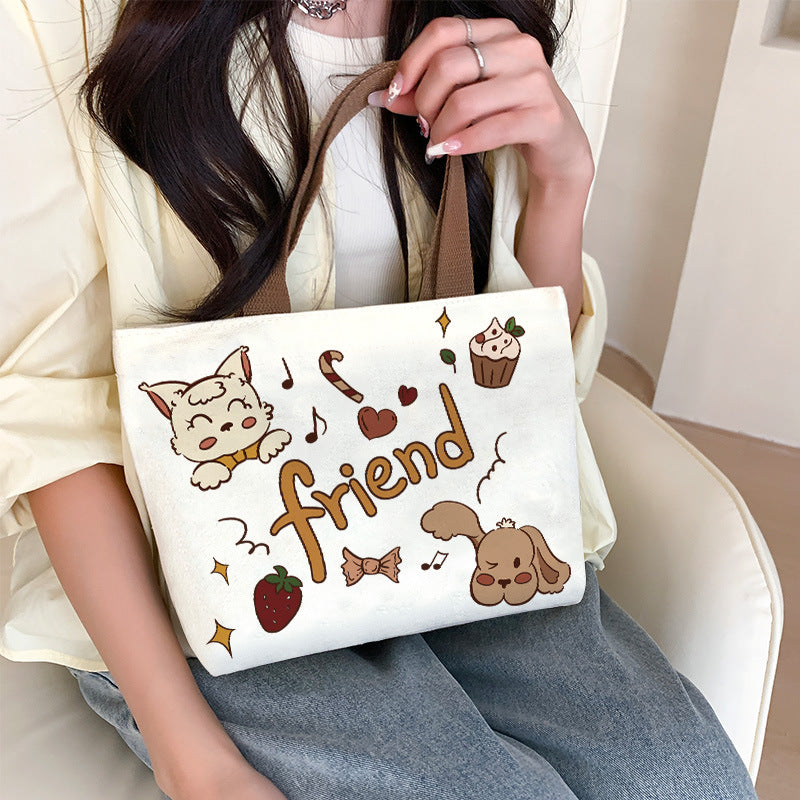 Women's Canvas Cartoon Cabs Korean Style Bags