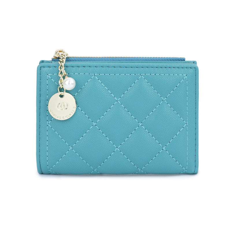 Women's Cute Short Embroidery Thread Classic Style Pearl Ladies Wallet