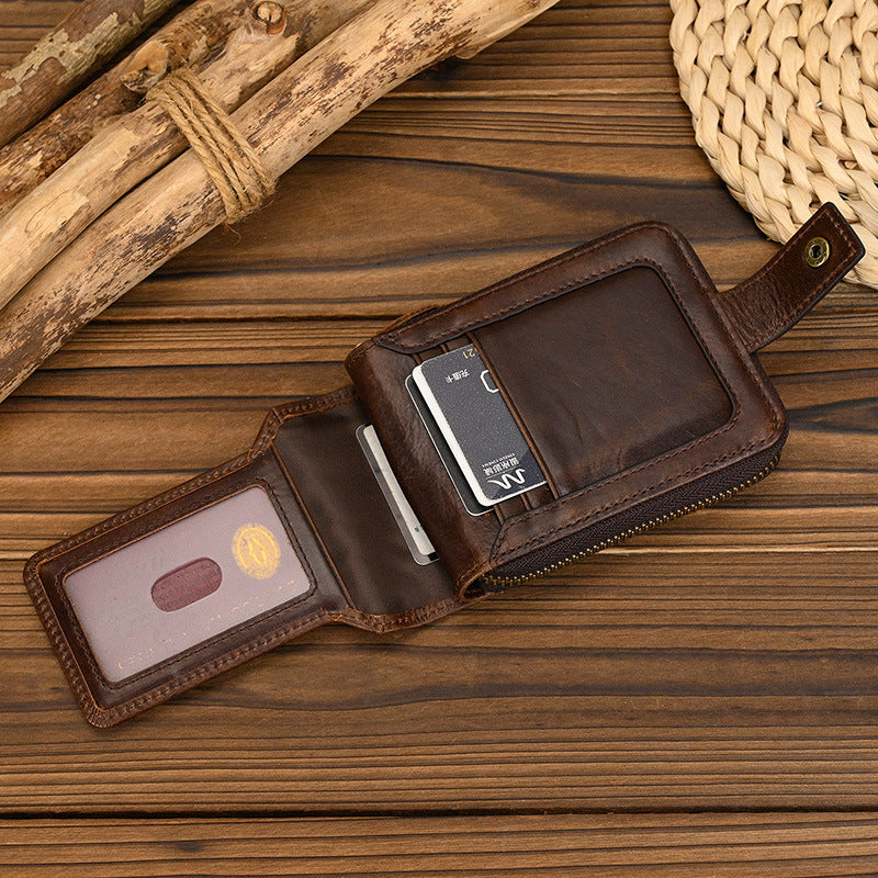 Women's & Men's Genuine Leather Multiple Slots Zipper For Both Cowhide Coin Purses