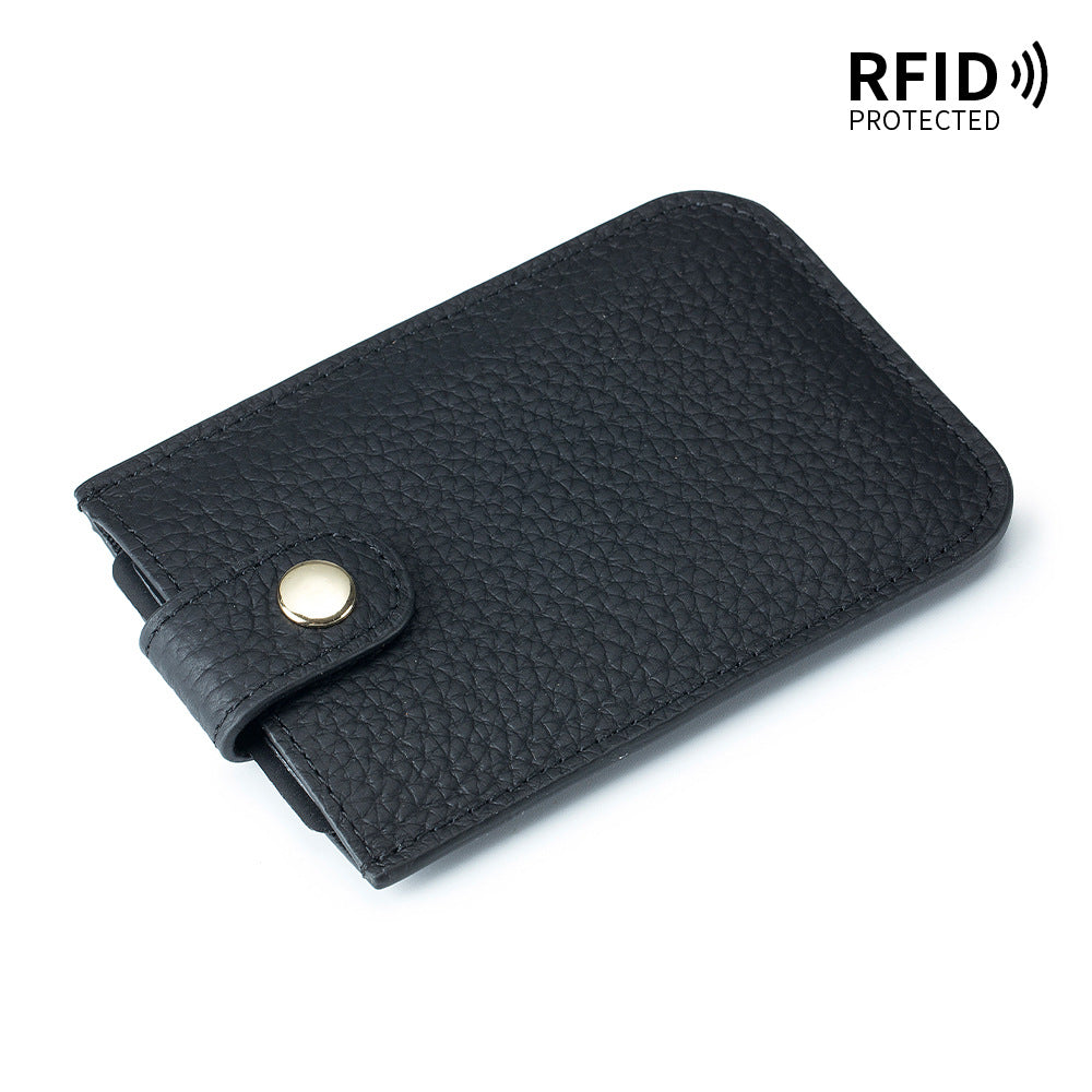 Women's Laminated Pull-out Genuine Leather Portable Compact Card Holder