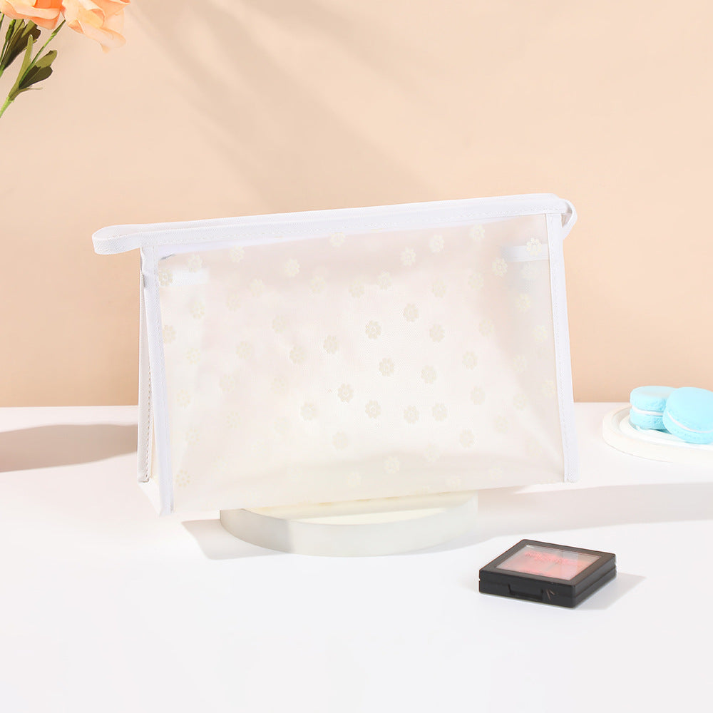 Mesh Fresh Flocking Flower Storage Dry Wet Separation Portable Makeup Bag