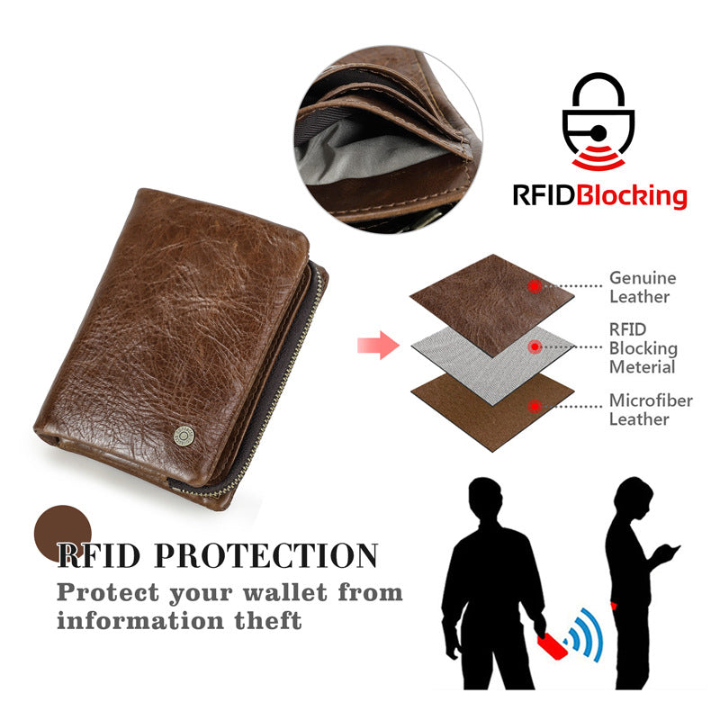 Men's First Layer Cowhide Swiping Fashion Detachable Men's Wallets