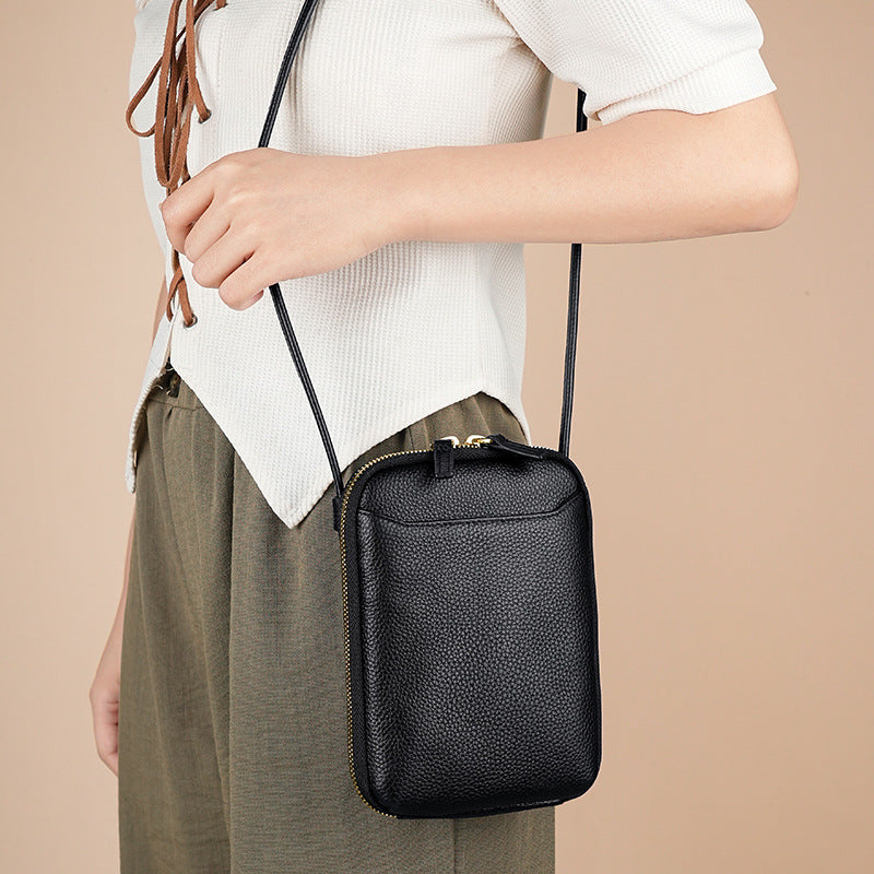 Women's Female Niche Leather Trend Simple Slung Bags