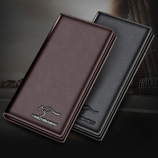 Men's Two Fold Thin Simple Lychee Pattern Soft Surface Men's Wallets