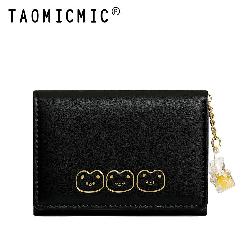 Women's Cute Pendant Korean Style Three-fold Large Ladies Wallets