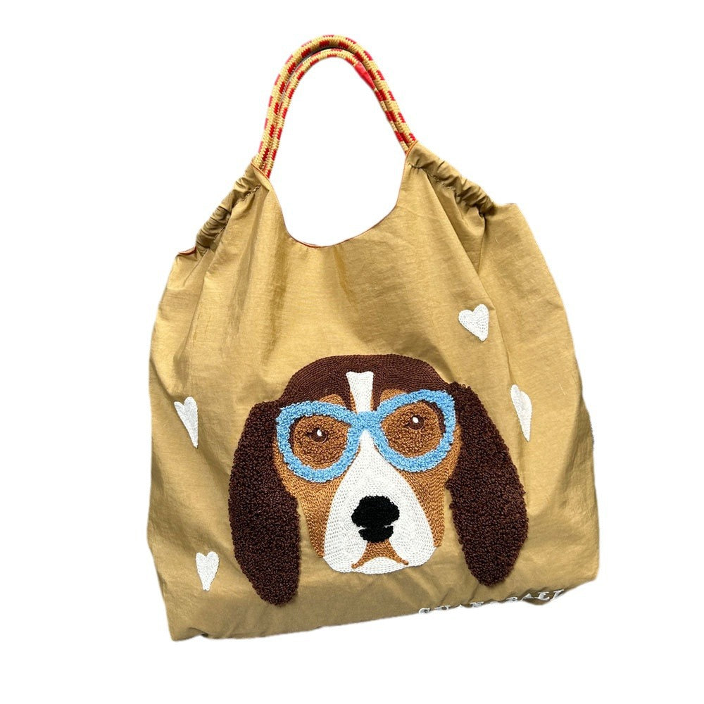 Women's Dogs Embroidered Shopping Cute Large Capacity Bags