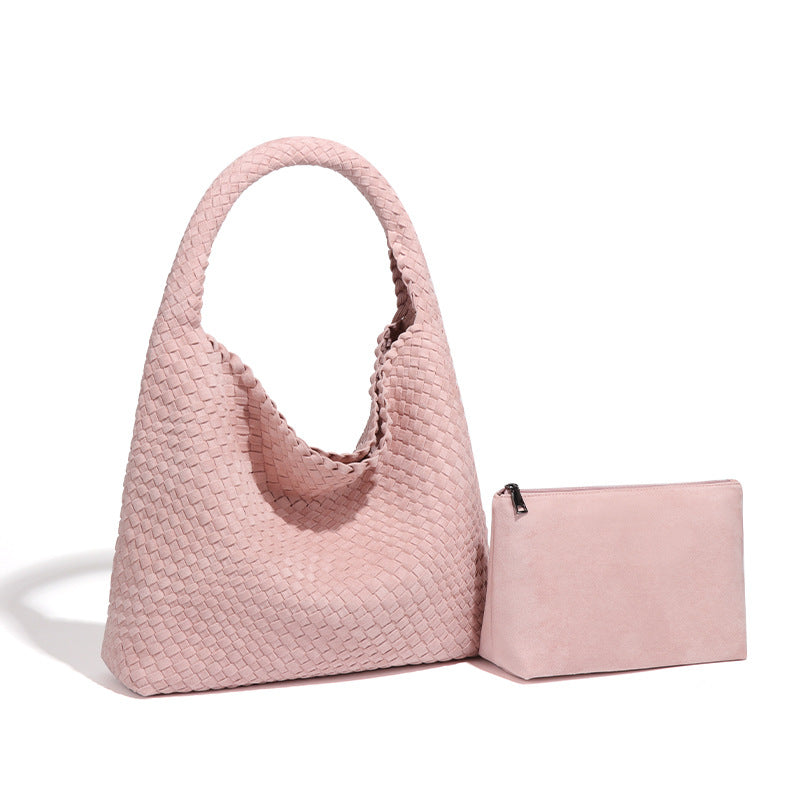 Women's Handmade Woven Idle Style Single Underarm Bucket Bags