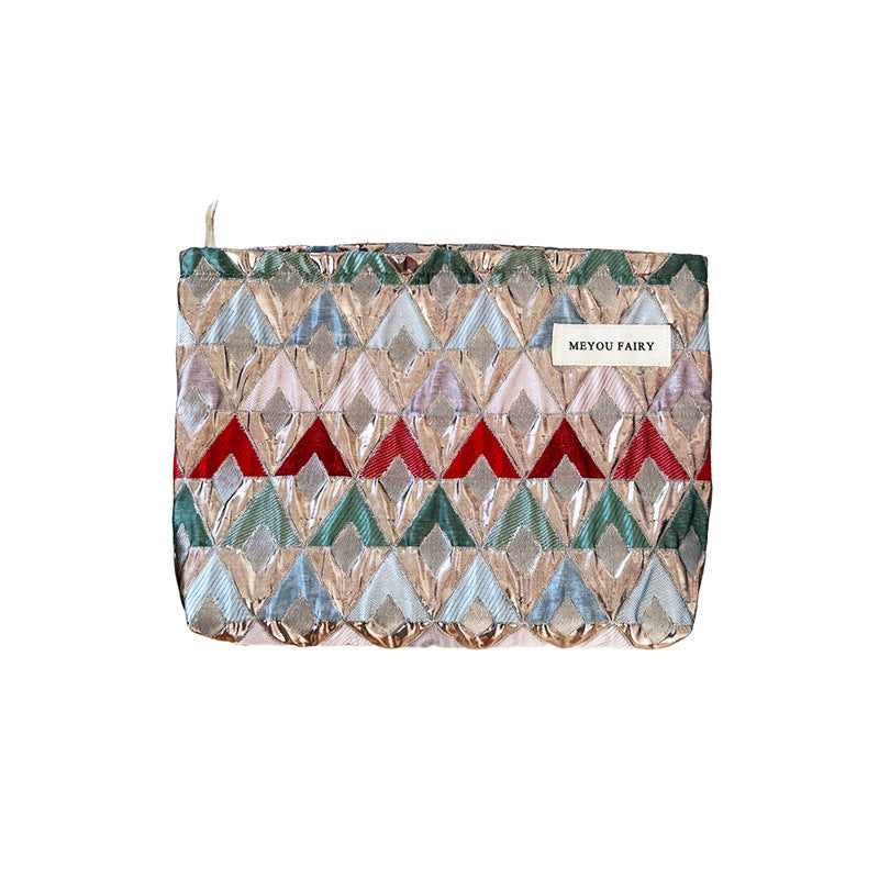 Color Diamond Plaid Portable Wash Buggy Bags
