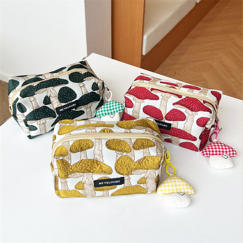 Niche Cute Mushroom With Toiletry Portable Large Makeup Bag