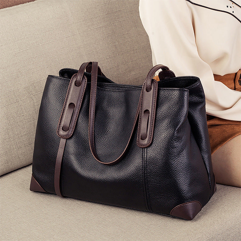 Women's Large Capacity Mom High-grade Genuine Leather Big Women's Shoulder Bag