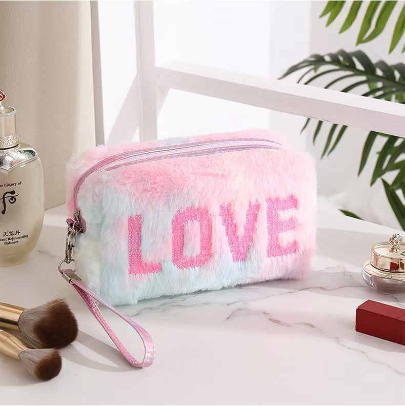 Beautiful Embroidered Cute Plush Storage Portable Bags