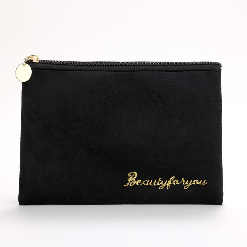 Plush Good-looking Storage Flannelette Large Capacity Embroidery Cosmetic Bags
