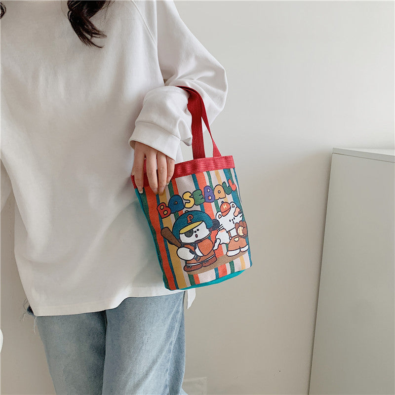 Cute Illustration Cylinder Lunch Box Clutch Bags