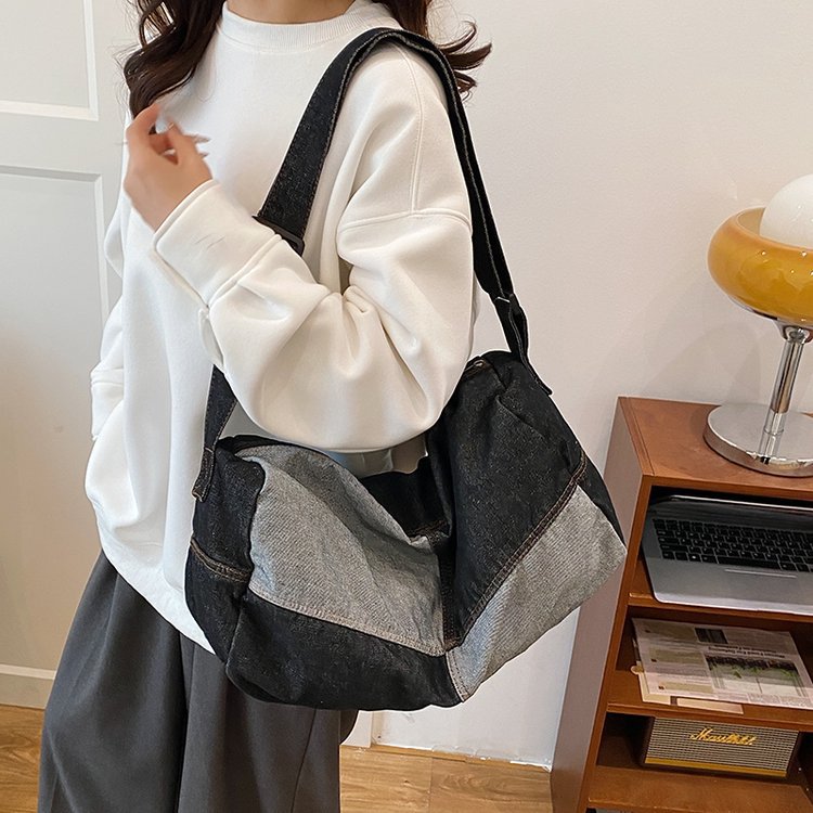 Women's & Men's Large Capacity Denim Canvas Class Difference Women's Shoulder Bag
