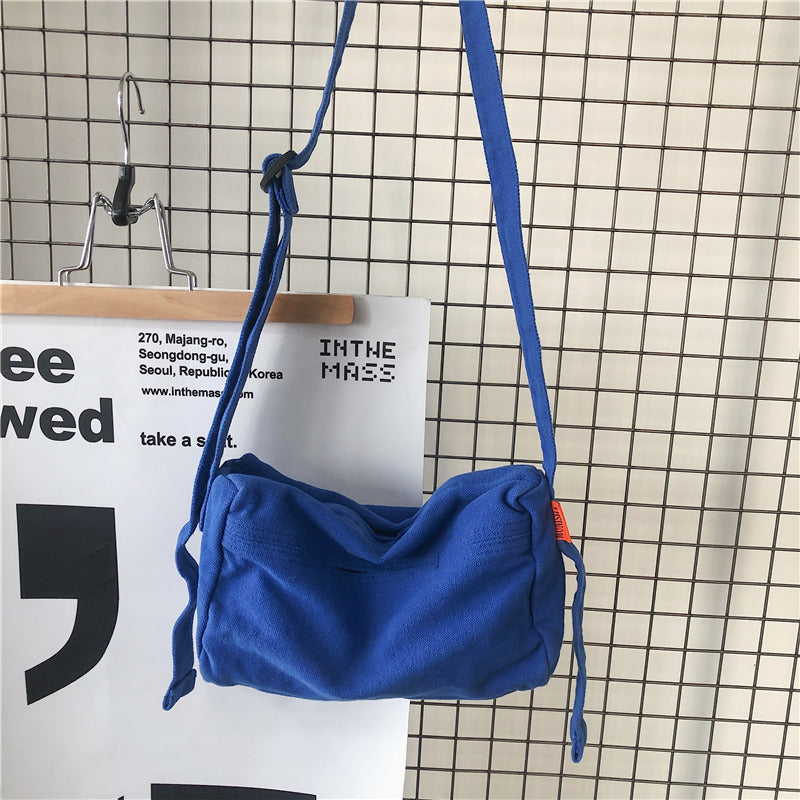 Women's Artistic Style Washed Canvas Korean Trendy Women's Messenger Bag