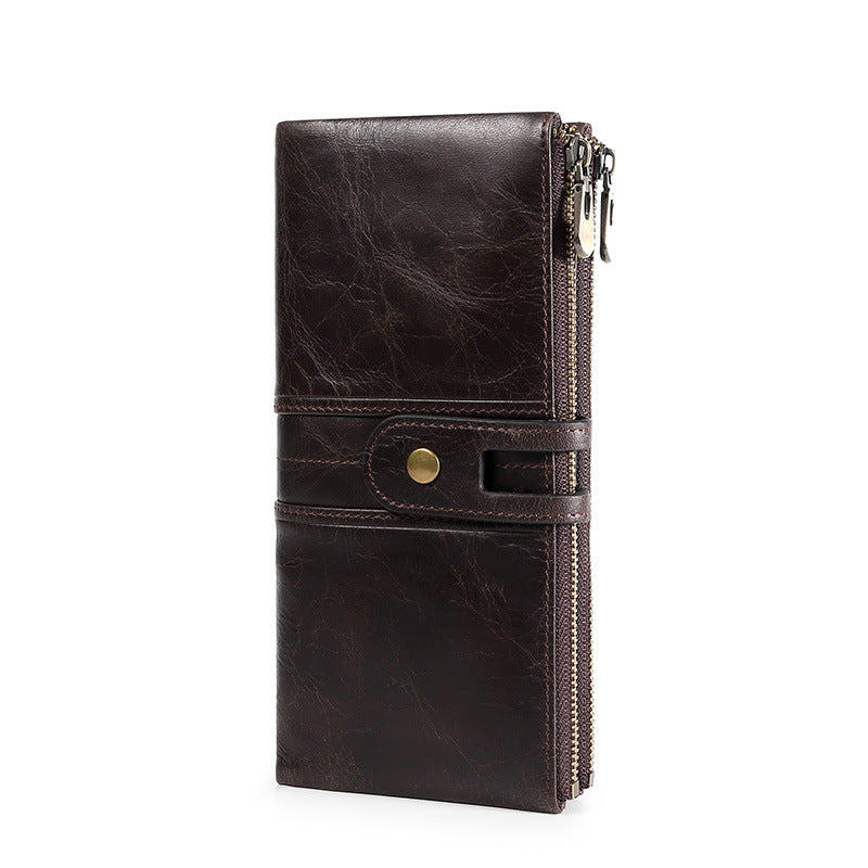Women's & Men's Leather And Long Shielded Swiping Genuine Men's Wallets