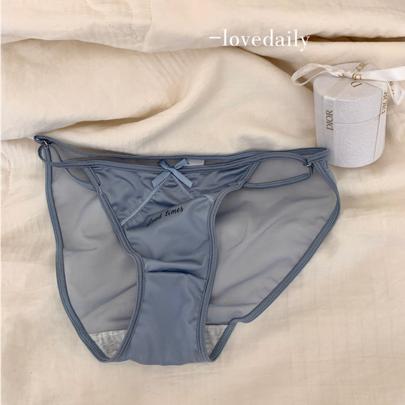 Women's Low Waist High Slit Sexy Briefs Summer Thin Milk Panties