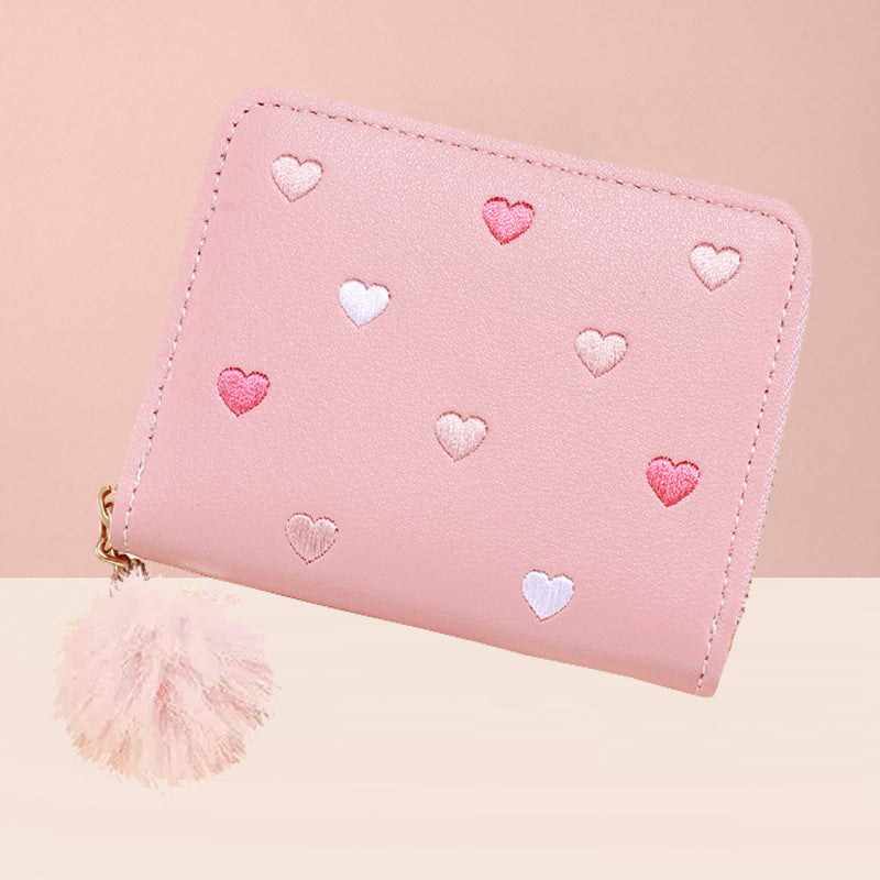 Zipper Short Exquisite Love Cute Heart Ladies Wallet