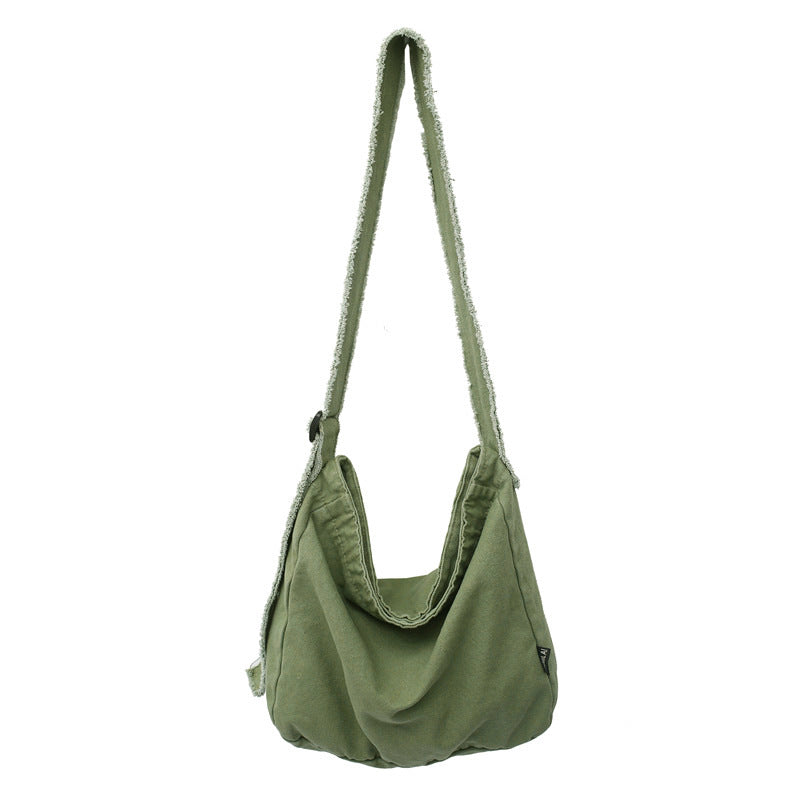 Washed Canvas Raw Edge Distressed Literary Class Idle Style Simple Bags