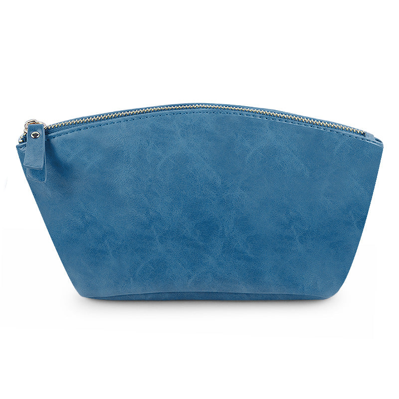 Crazy Horse Leather Large Capacity Portable Wash Makeup Bag