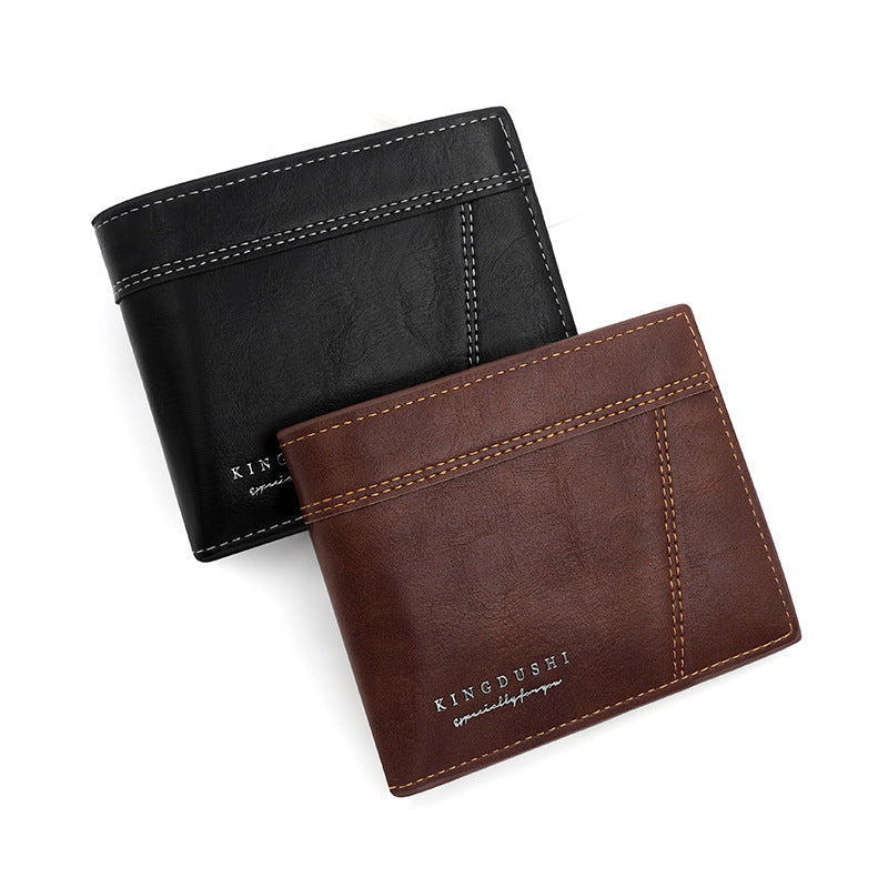 Men's Short Patchwork Hinge Multiple Slots Pocket Men's Wallets