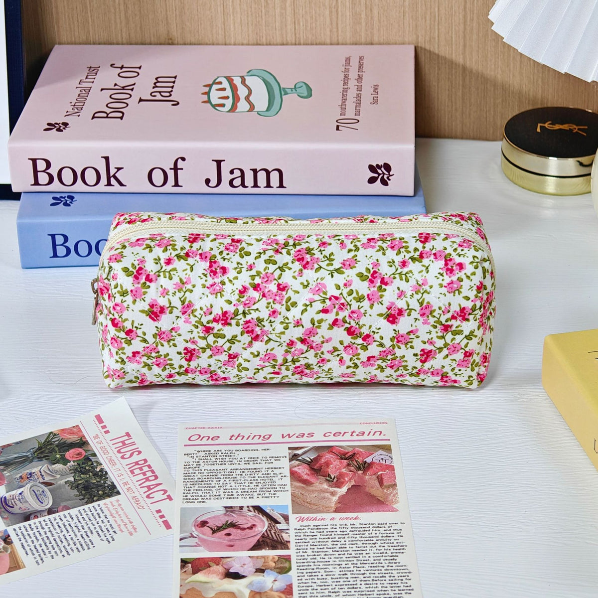 Wind Large Capacity Fabric Bow Printing Buggy Minority Simple Stationery Bags