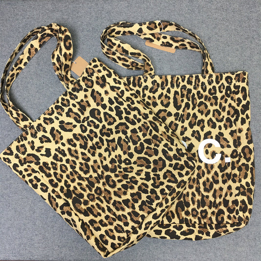 Elegant Trendy Leopard Vertical Canvas Shopping Handbags