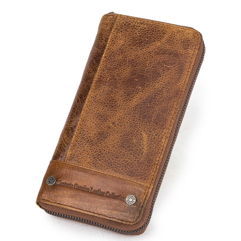 Men's Angel Retro Crazy Horse Leather Swiping Men's Wallet