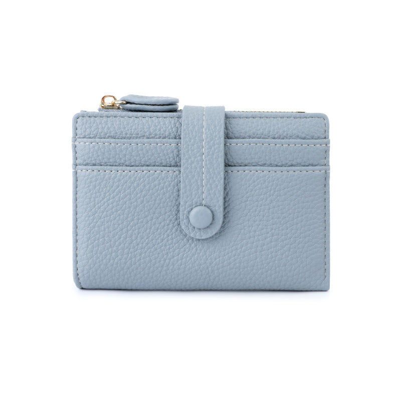 Women's Swiping Multiple Slots Short Lychee Pattern Ladies Wallet