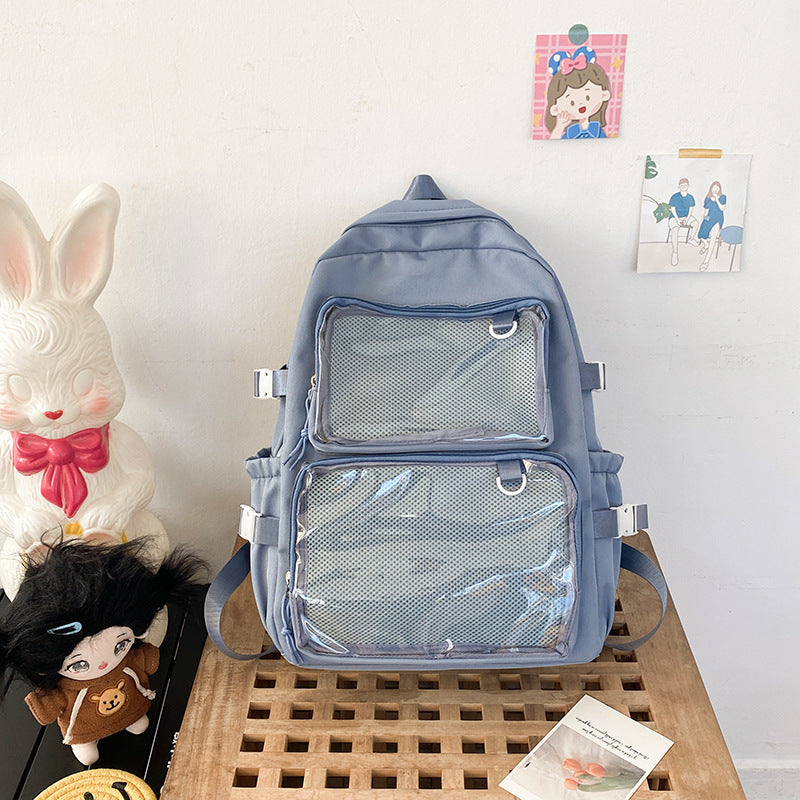 Women's Transparent Bar Badge Cartoon Two-dimensional Comic Backpacks