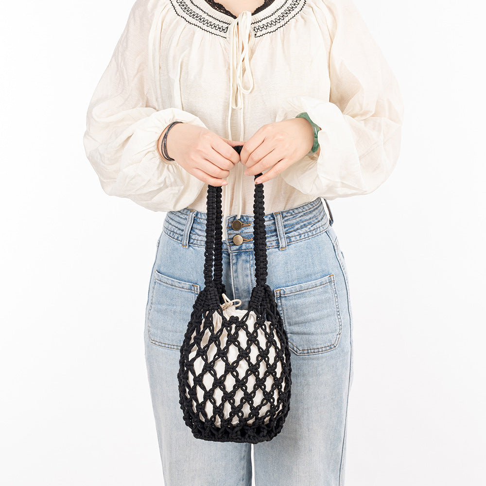 Women's Seaside Vacation Beach Pure Color Cotton Thread Bags